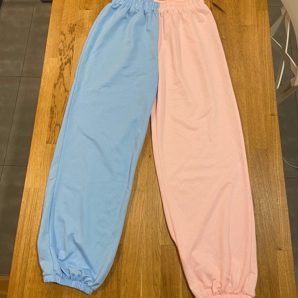 elastic waist two tone joggers